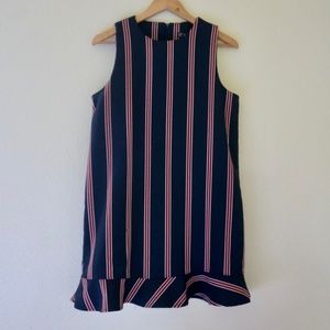 Zara TRF Navy Stripe Sleeveless Dress